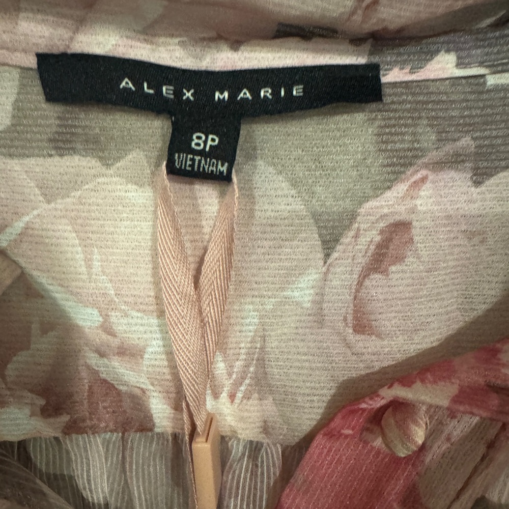 Alex Marie Pink Floral Tie-Waist Mini Dress - Picture 6 of 7